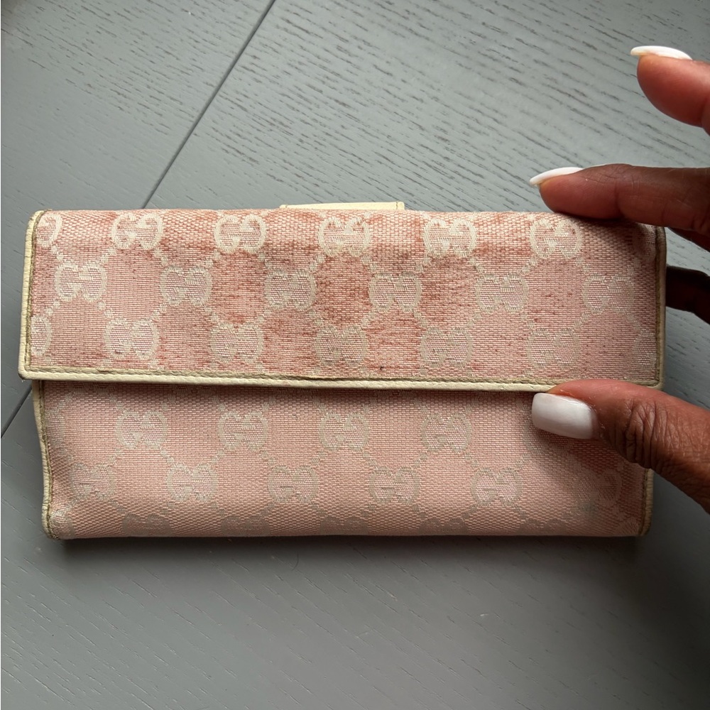 Gucci GG Canvas Tote & Wallet Set Pink Beige Monogram Vintage Luxury Bundle - Picture 13 of 16